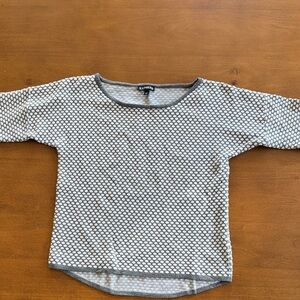 Express Gray and White Patterned Top